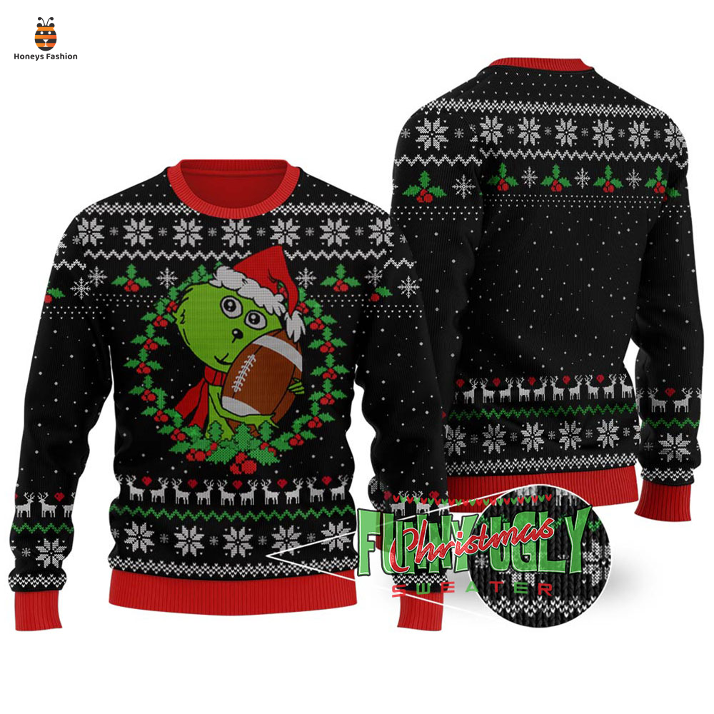 Grinch Loves Football Ugly Christmas Sweater