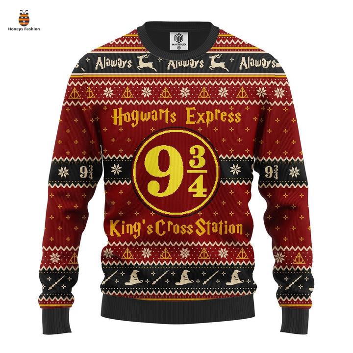 Harry Potter Hogwarts 934 King's Cross Station Red Black Ugly Christmas Sweater