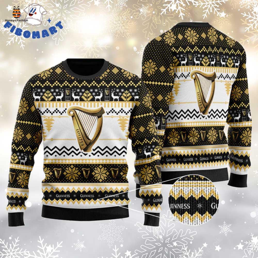 Guinness Beer Pattern Snowflake Ugly Christmas Sweater