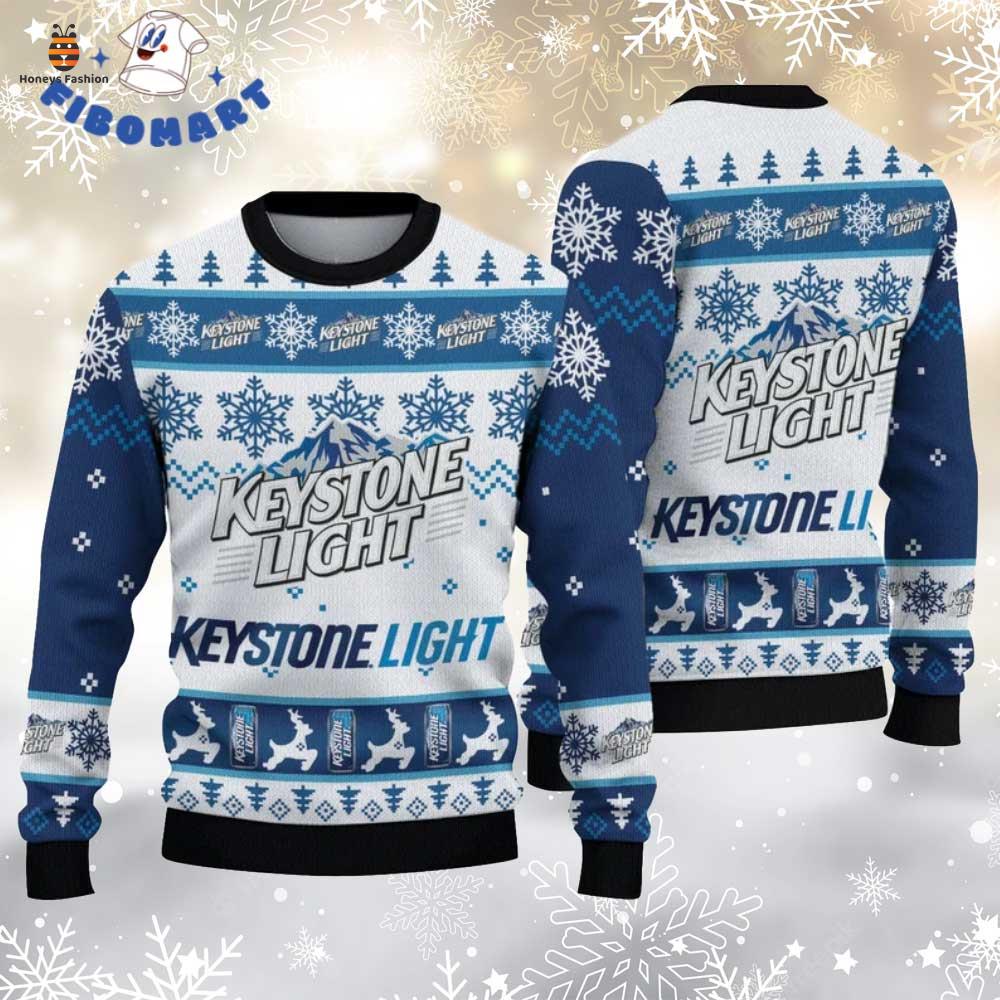 Keystone Light Snowflake Reindeer Ugly Christmas Sweater