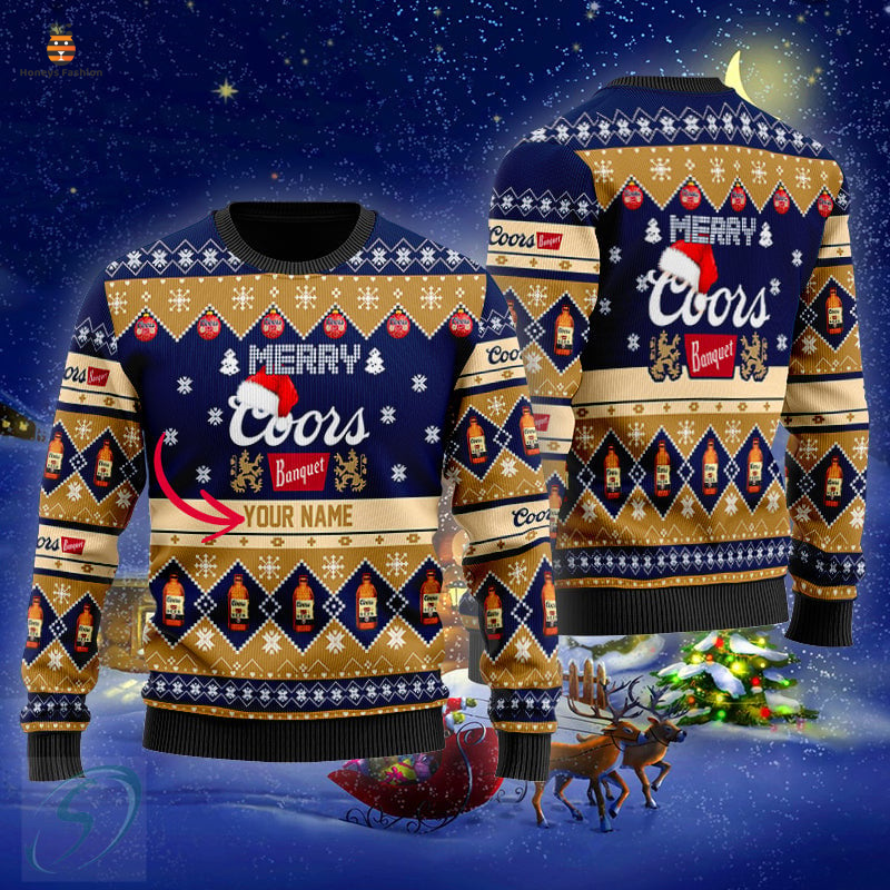 Merry coors banquet christmas personalized ugly sweater