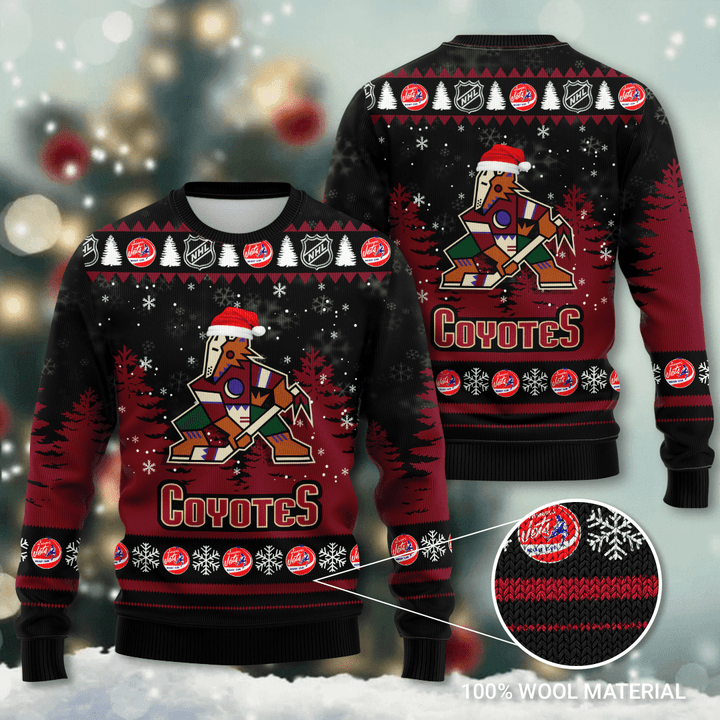 Arizona Coyotes Santa Hat Snowflake Ugly Christmas Sweater