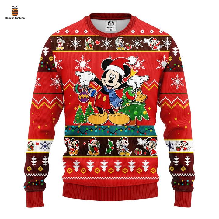 Mickey Mouse Pattern Red Ugly Christmas Sweater
