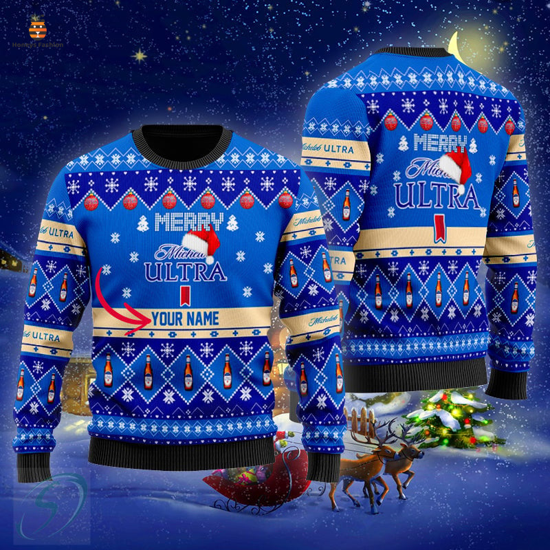 Merry michelob ultra personalized ugly christmas sweater