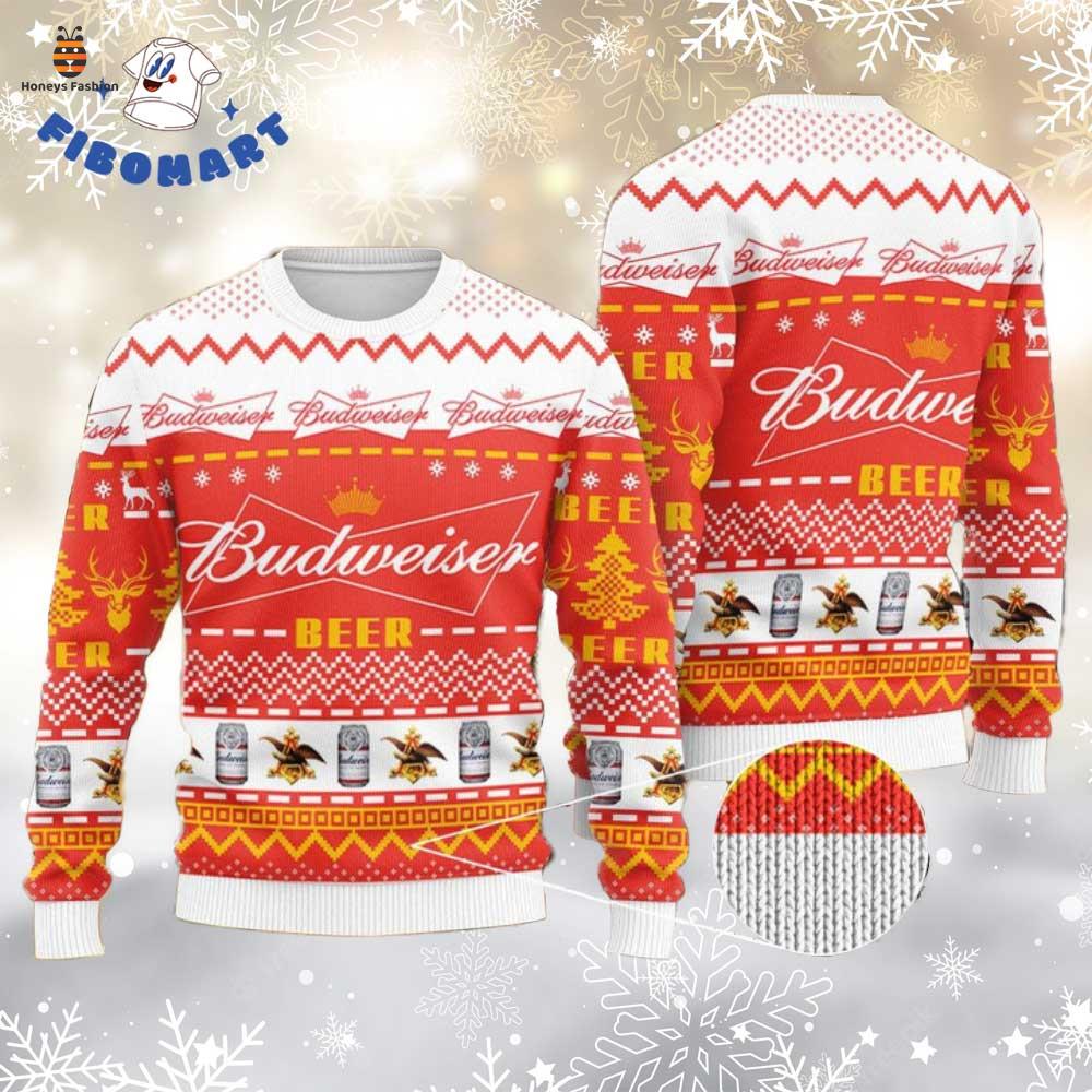 Budweiser Beer Reindeer Ugly Christmas Sweater