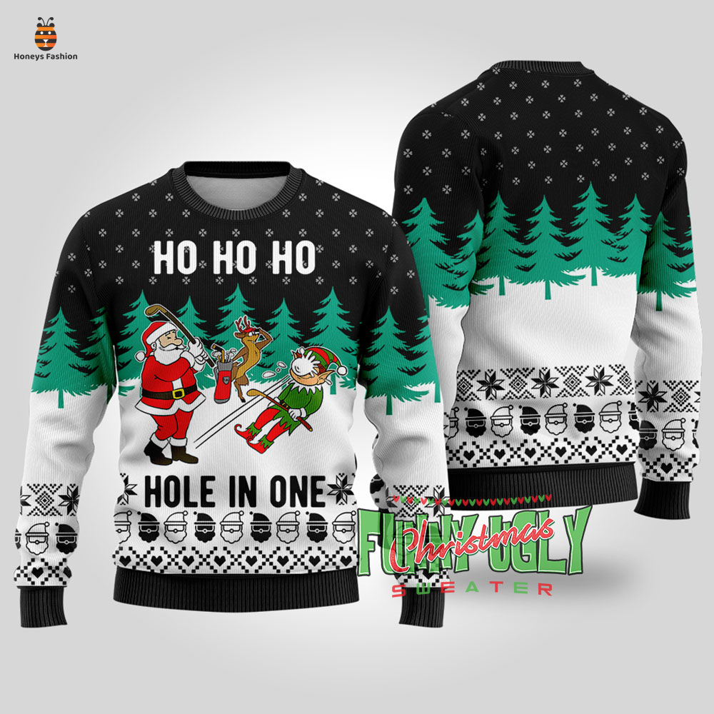 Hole In One Santa Golf Ugly Christmas Sweater