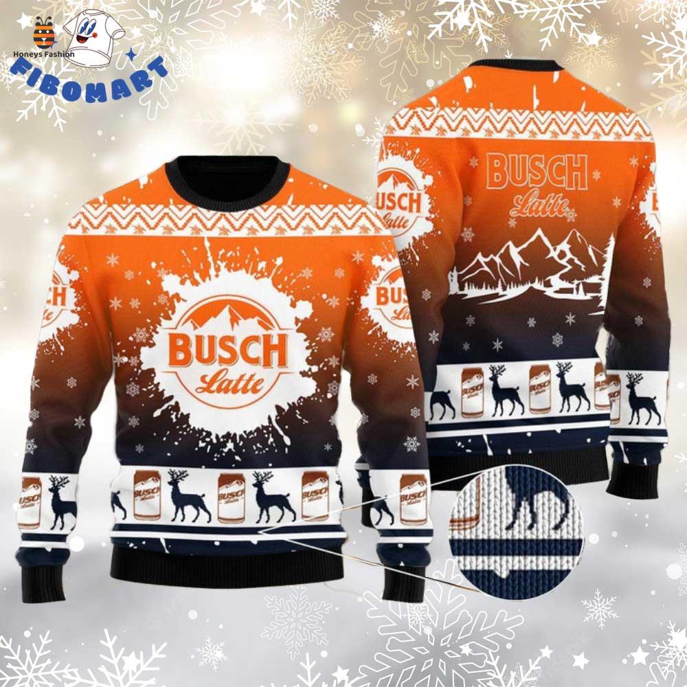 Busch Latte Beer Reindeer Ugly Christmas Sweater