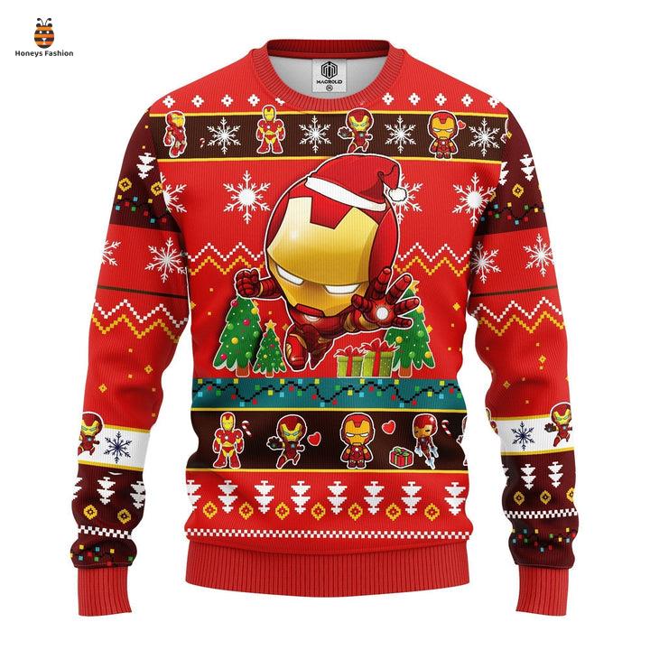 Marvel Iron Man Chibi Pattern Red Ugly Christmas Sweater