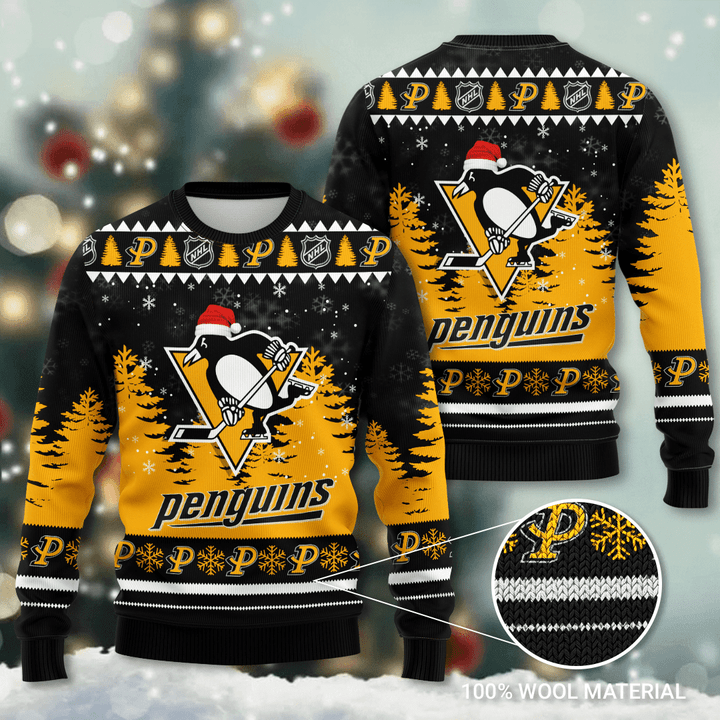 Penguins Santa Hat Snowflake Ugly Christmas Sweater