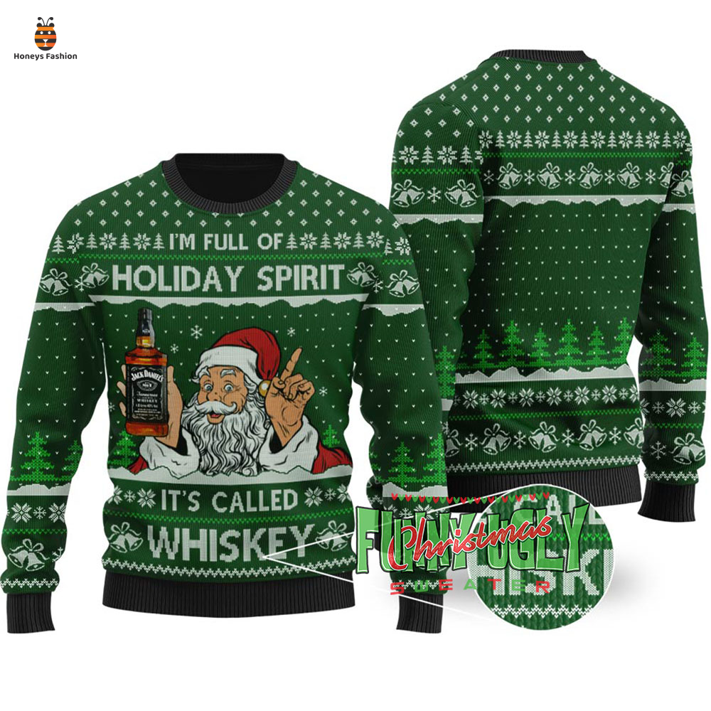 Santa Drinking Whiskey Ugly Christmas Sweater