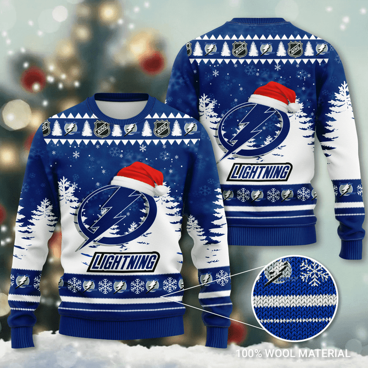 Tampa Bay Lightning Santa Hat Snowflake Ugly Christmas Sweater