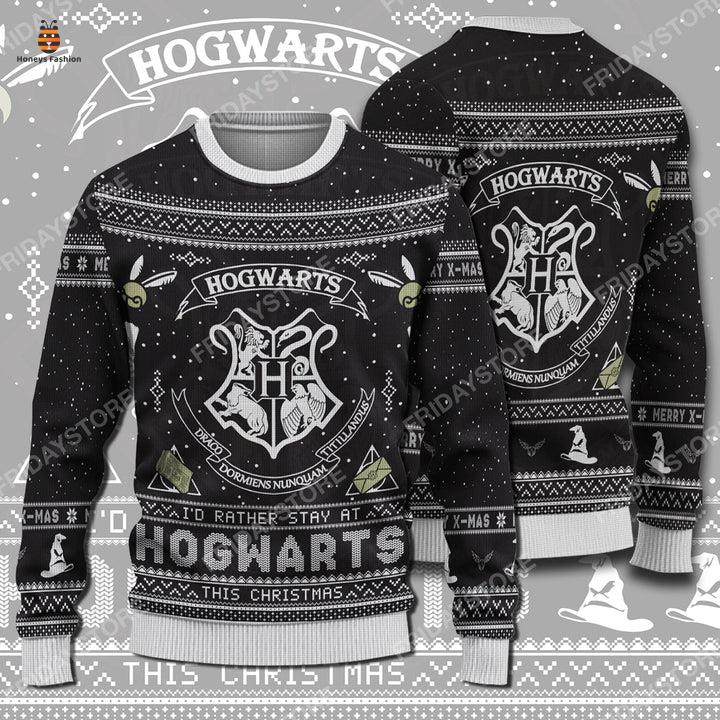 Harry Potter I'd Rather To Stay At Hogwarts Ugly Christmas Sweater