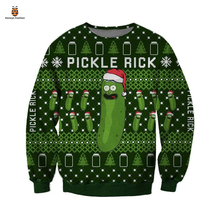 Rick And Morty Pickle Rick Tree Pattern Green Ugly Christmas Sweater