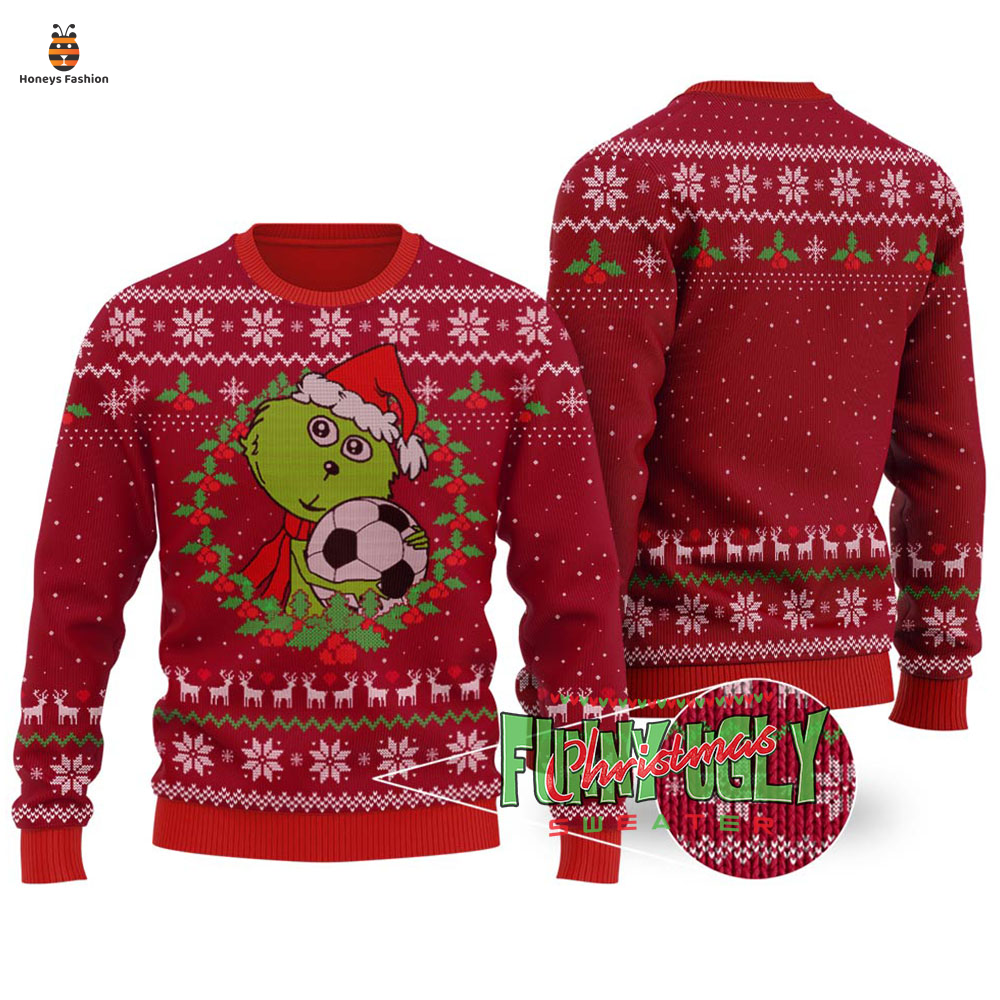 Grinch Loves Soccer Ugly Christmas Sweater