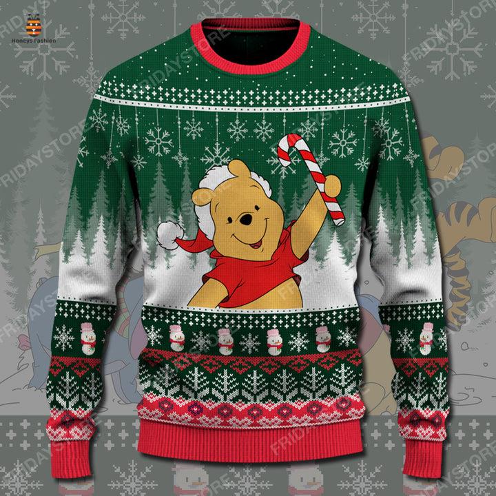 Disney Winnie the Pooh With Candy Cane Ugly Christmas Sweater