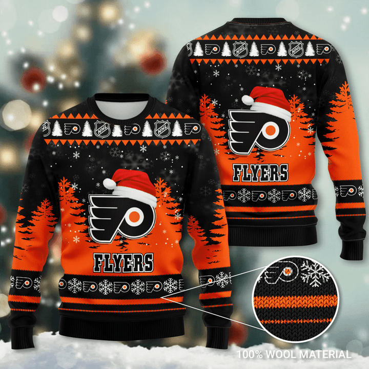 Philadelphia Flyers Santa Hat Snowflake Ugly Christmas Sweater