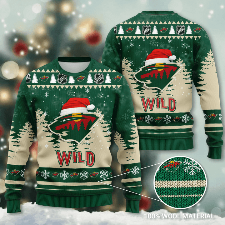 Minnesota Wild Santa Hat Snowflake Ugly Christmas Sweater
