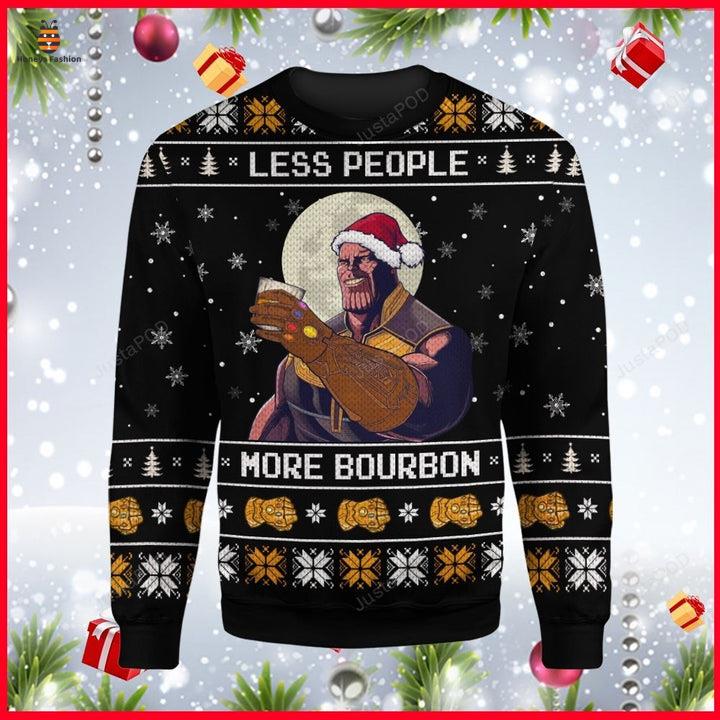 Thanos Marvel Less People More Bourbon Gauntlet Ugly Christmas Sweater