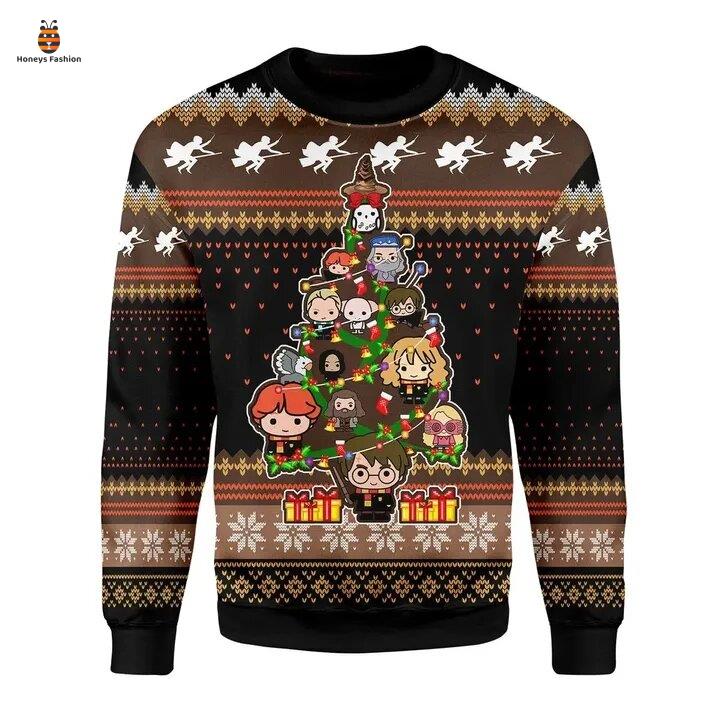 Harry Potter Characters Tree Brown Black Ugly Christmas Sweater