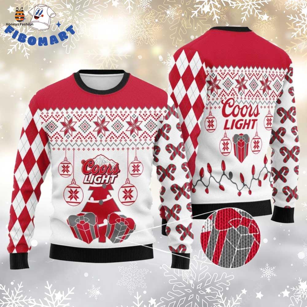 Coors Light Gifts Red Pattern Ugly Christmas Sweater