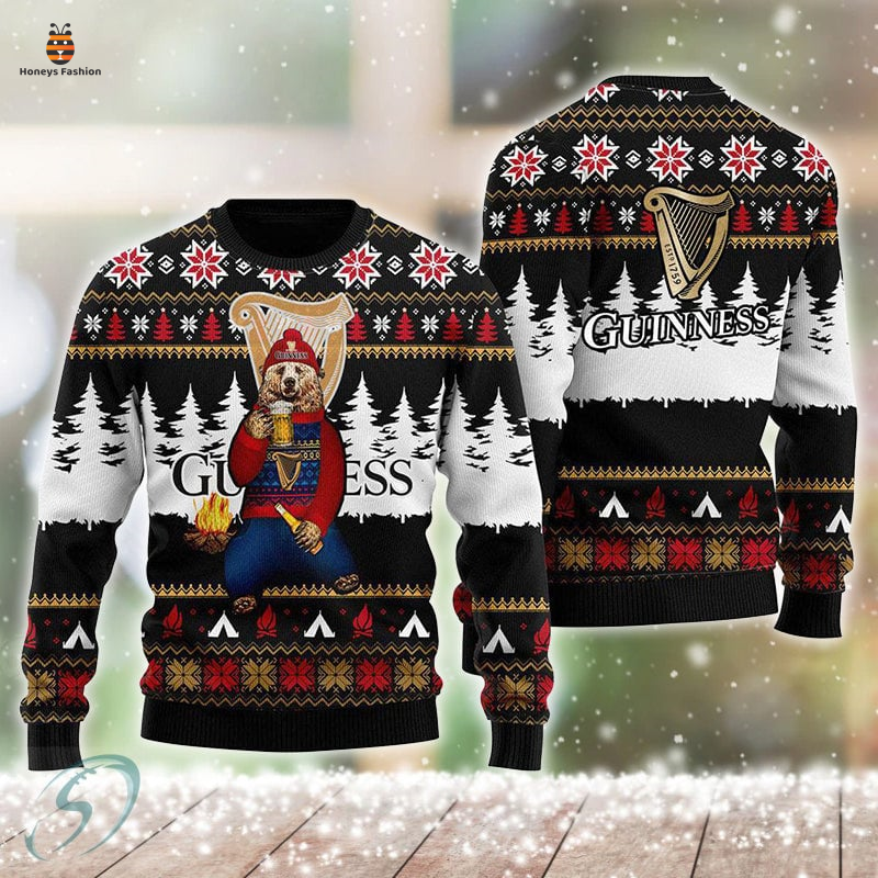 Bear drinking guinness ugly christmas sweater