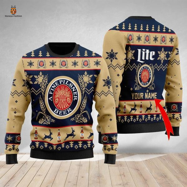 Miller lite personalized ugly christmas sweater