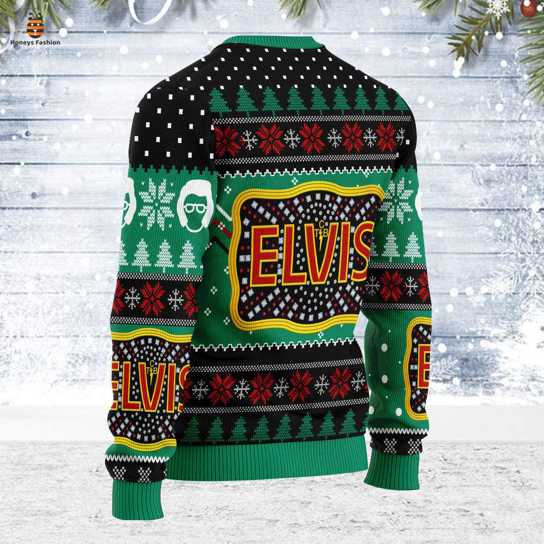 Elviss presleyy belt buckle sign with rhinestone ugly christmas sweater