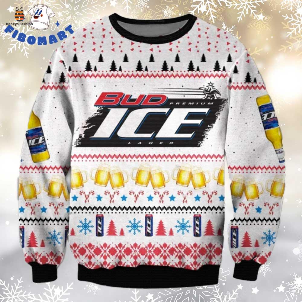 Bud Ice Lager Premium Ugly Christmas Sweater