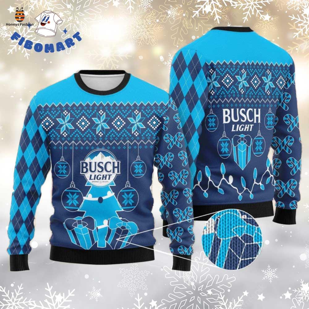 Busch Light Christmas Tree Snowflake Ugly Christmas Sweater