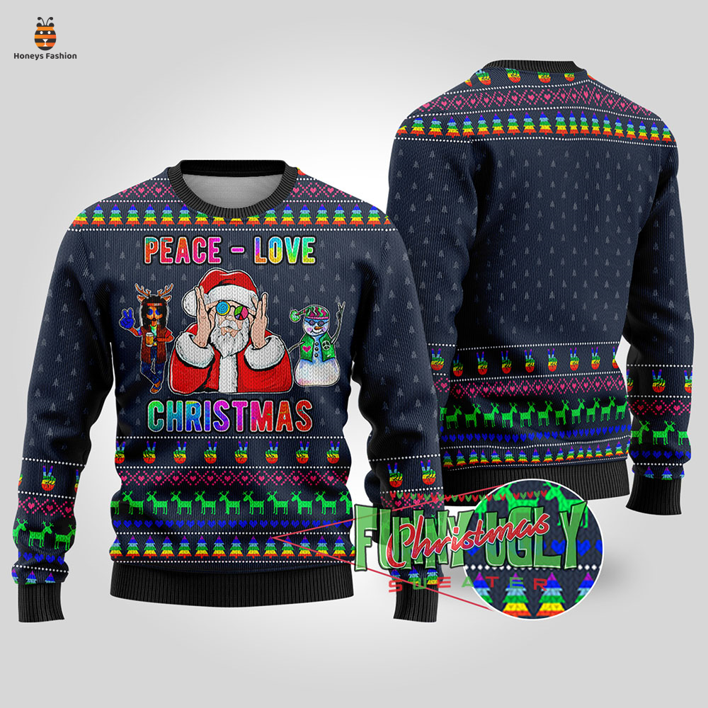 Santa Loves Peace Hip Hop Ugly Christmas Sweater