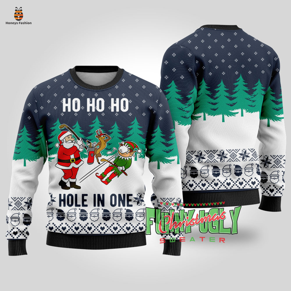 Hole In One Santa Golf Ugly Christmas Sweater