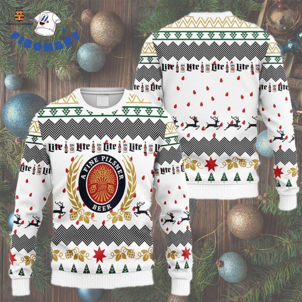 Miller Lite Snowflake Ugly Christmas Sweater