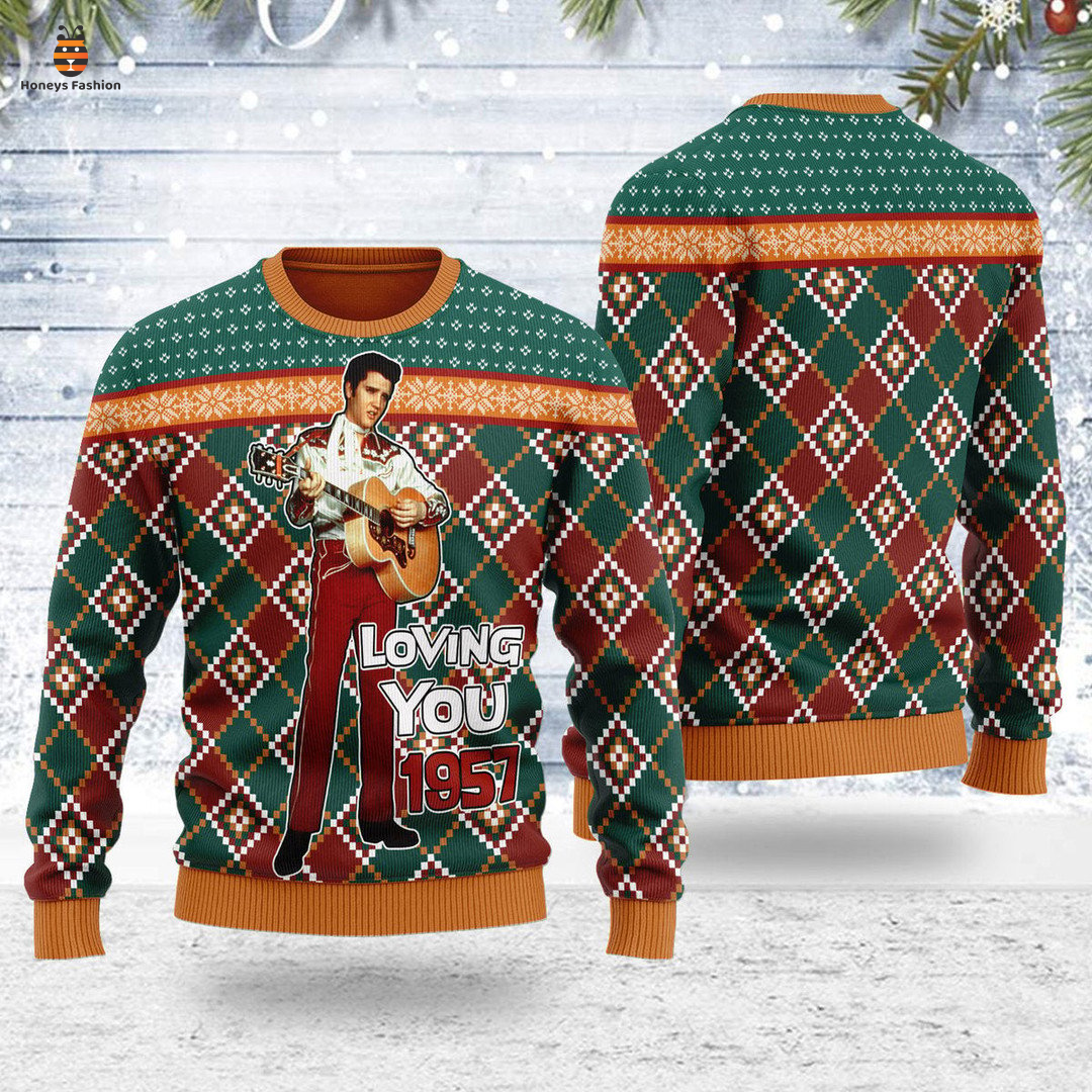 Elvis presley loving you 1957 ugly christmas sweater