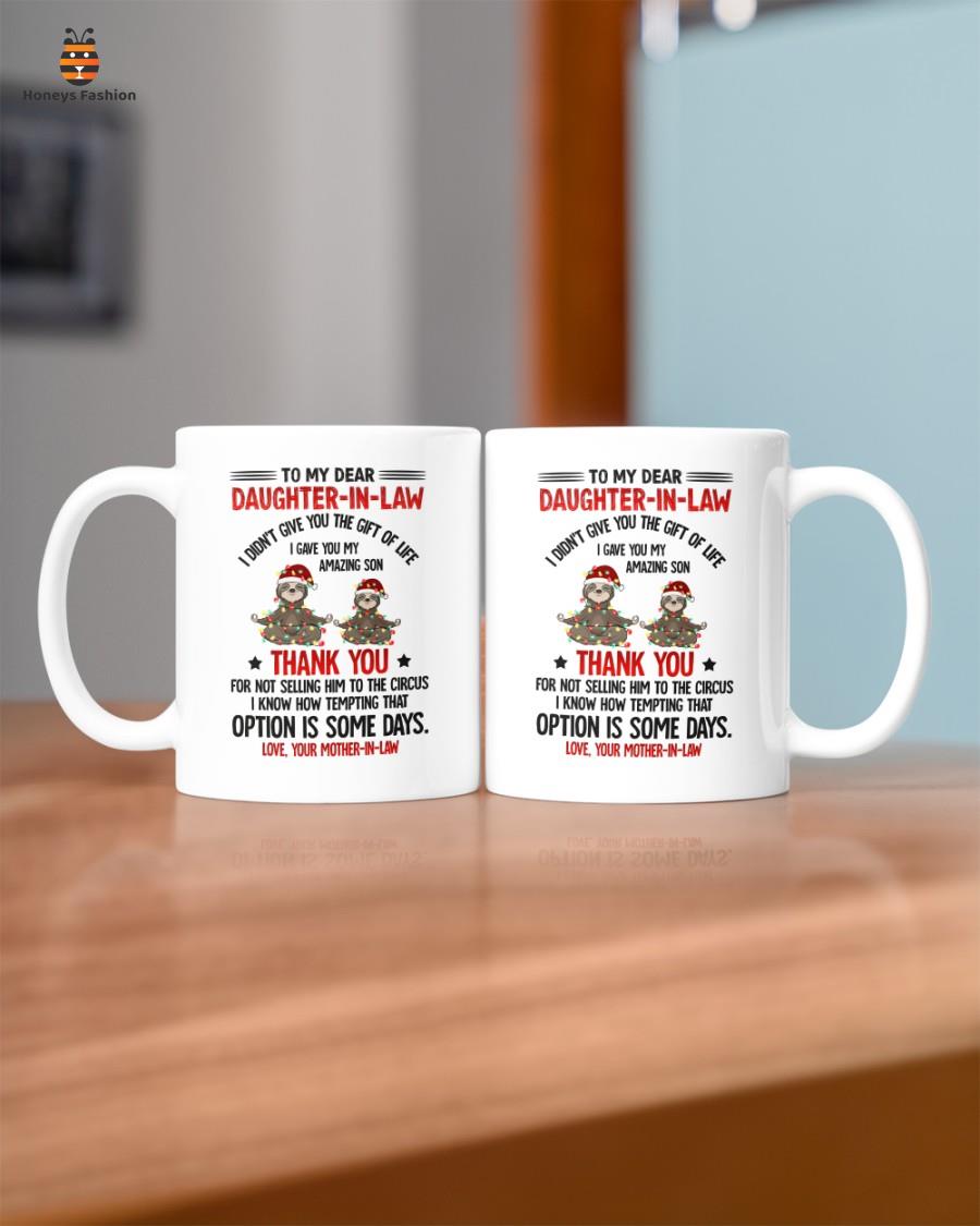 To My Dear Daughter In Law Sloth Mug