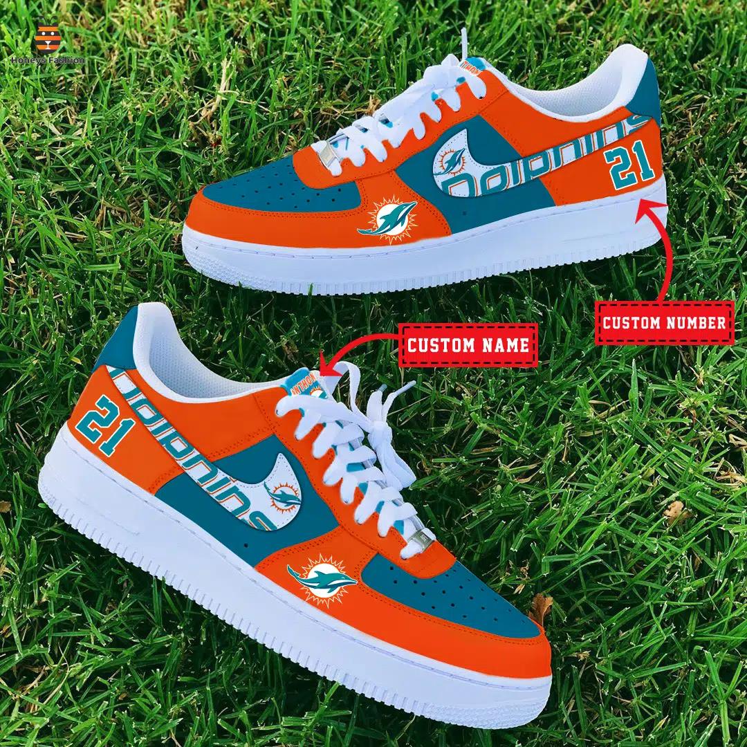 NFL Miami Dolphins Air Force 1 Custom Name And Number Sneaker