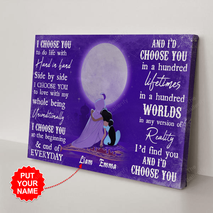 Aladdin I choose you to do life with Hand and Hand personalized canvas