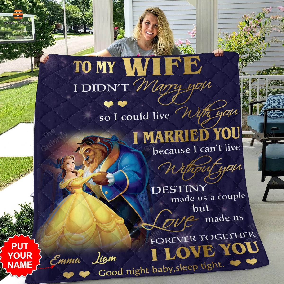 Beauty and the Beast Cartoon Personalized Quilt Blanket