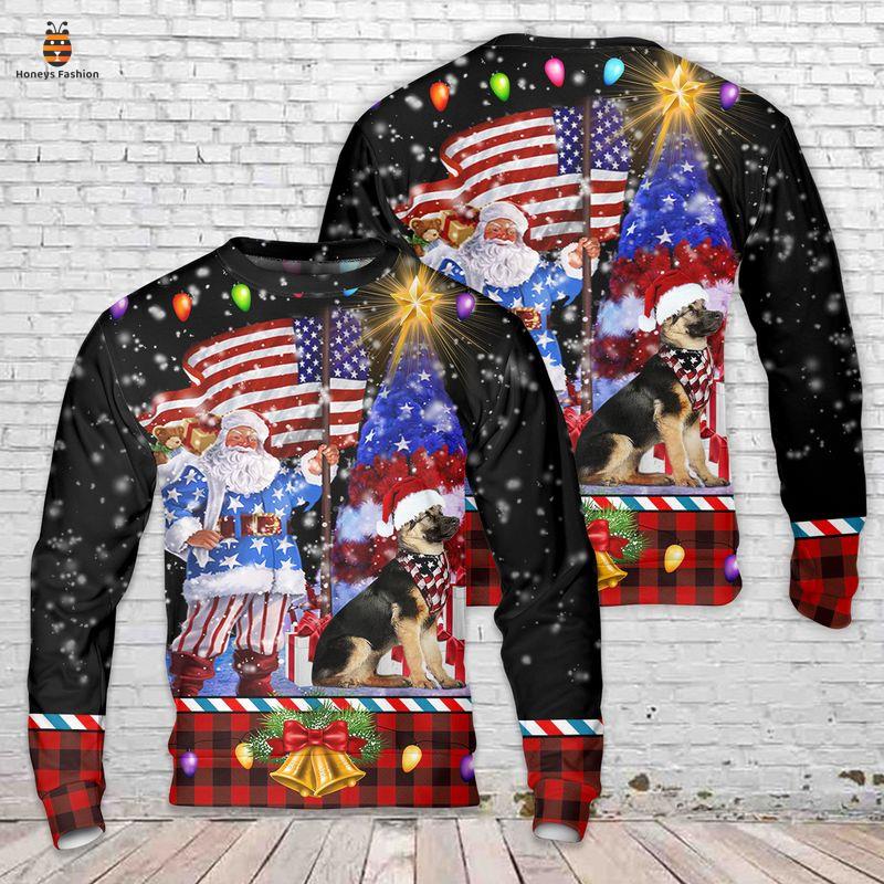German Shepherds American FlagUgly Christmas Sweater