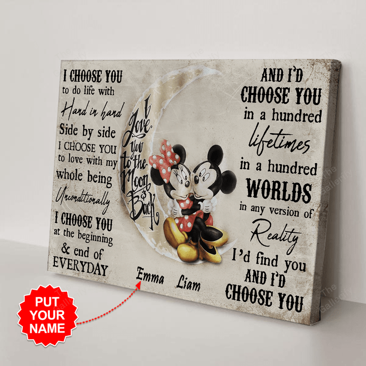 Mickey Mouse I choose you to do life with Hand and Hand personalized canvas