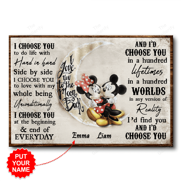 Mickey Mouse I choose you to do life with Hand and Hand personalized canvas