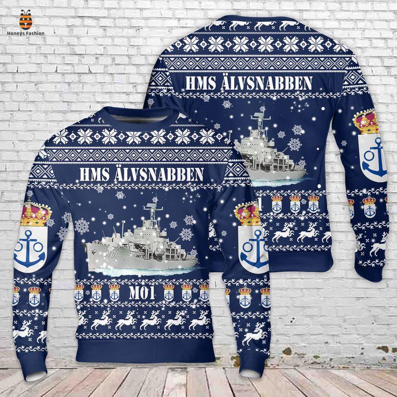 Swedish Navy HMS Alvsnabben M01 Ugly Christmas Sweater