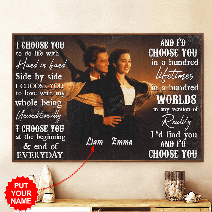 Titanic I choose you to do life with Hand and Hand personalized canvas