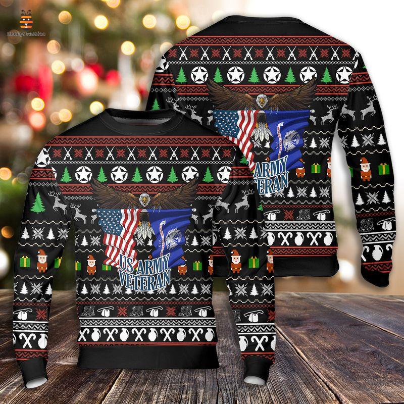 US Army Veteran American Flag Ugly Christmas Sweater