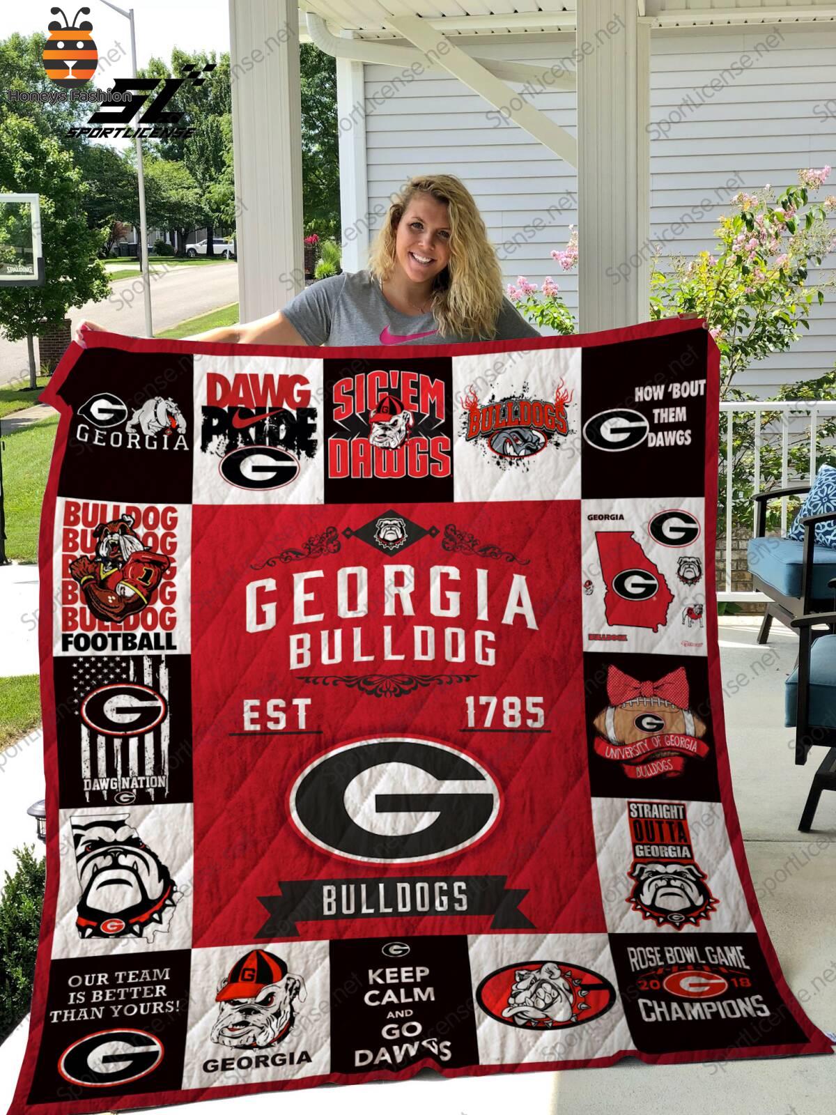Georgia Bulldogs Est 1785 Keep Calm And Go Dawns Quilt Blanket