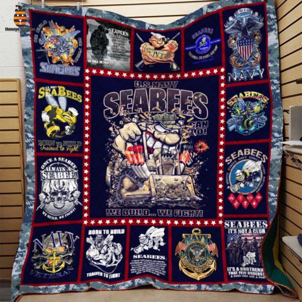 Us Navy Seabees We Build We Fight Quilt Blanket