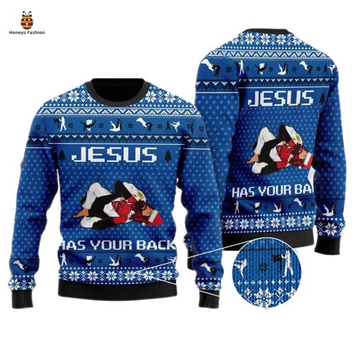 Jesus Has Your Back Jiu Jitsu Christmas Ugly Sweater
