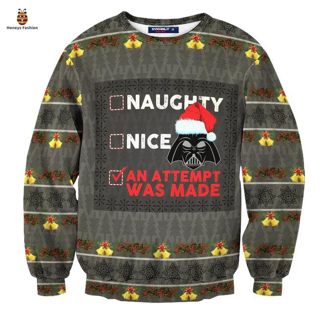 Star Wars Naughty Nice An Attempt Was Made Sith Grey Christmas Ugly Sweater