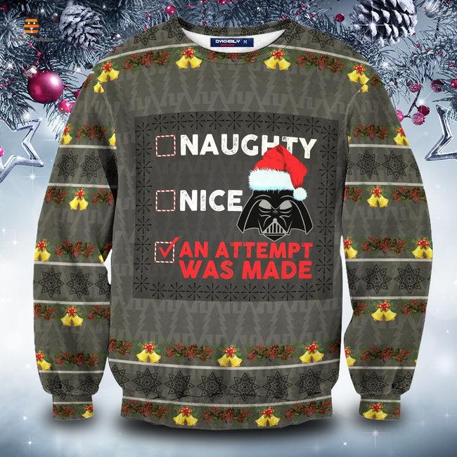Star Wars Naughty Nice An Attempt Was Made Sith Grey Christmas Ugly Sweater