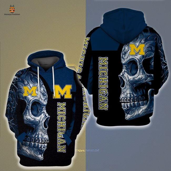 Michigan Wolverines Skull 3d Hoodie