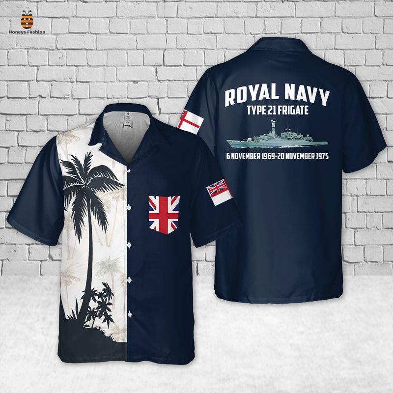 Royal Navy Type 21 Frigate Pocket Hawaiian Shirt